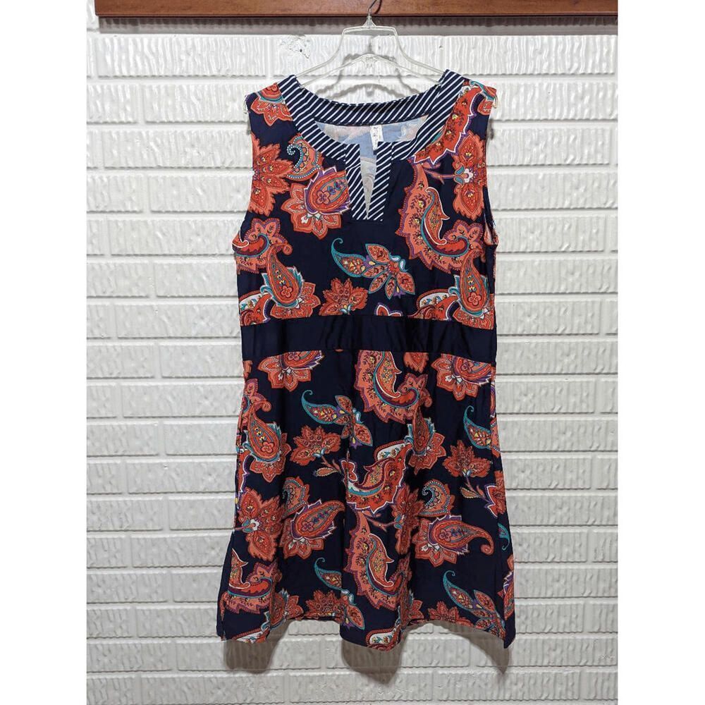 Mazu Swim Women's Multicolor Bright Paisley Swim Dress With Pockets Size 2X